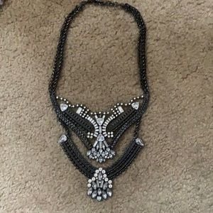 BaubleBar Gunmetal and Clear Crystal Statement Necklace